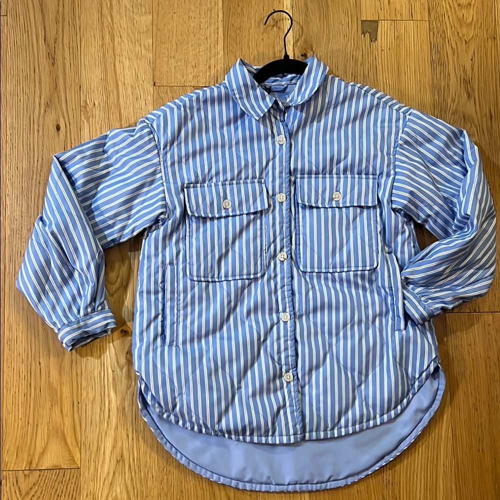 Zara Blue Striped Big Kids light weight jacket